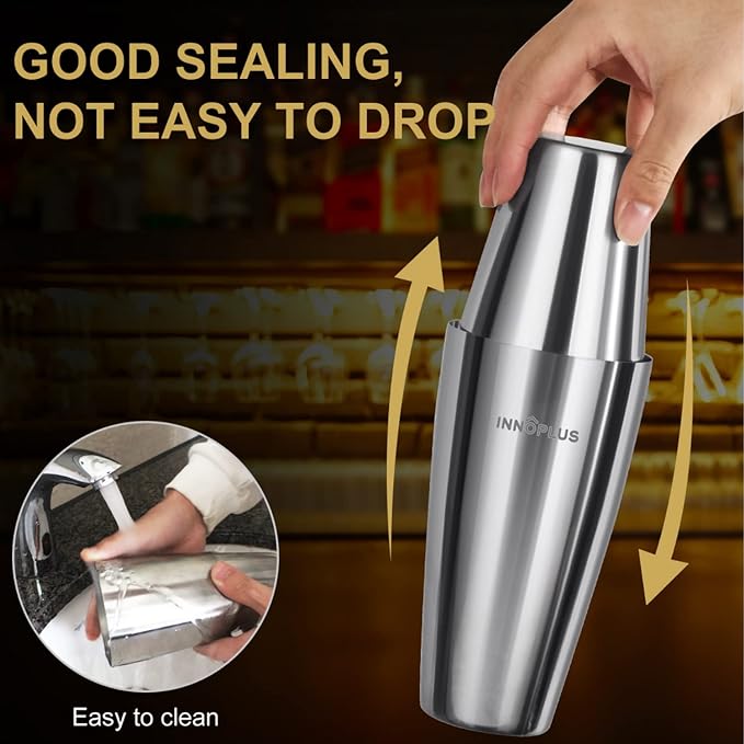 Cocktail Shaker, 27OZ Martini Shaker, Drink Shaker, Cocktail Shaker Set 6 Pcs,Boston Shaker, Bar Set, Cocktail Strainer, Bar tools, Bartender Kit, Stainless Steel Double Measuring Jigger, Mixing Spoon
