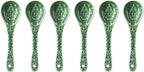 Christmas Tree Spoons, Ceramic Small Serving Spoons for Soups, Cereal, Ice Cream, Condiments, Dips, Charcuterie Boards, Dishwasher & Microwave Safe, Green, Set of 6