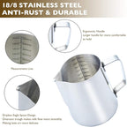 CAMKYDE Milk Frothing Pitcher 20 oz, Stainless Steel Espresso Steaming Pitcher with Decorating Pen for Coffee, Espresso Machines, Cappuccino, Latte Art (Silver)