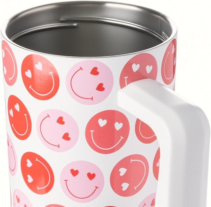 Simple Modern 40 oz Trek Tumbler with Handle and Straw Lid | Cup Holder Friendly Insulated Stainless Steel Travel Mug | Happy Heart Eyes