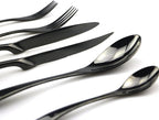 JASHII 18/10 Stainless Steel 8 Piece Mirror Polished Black Steak Knife Black Utensil Set
