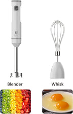 Cordless Hand Blender, UTALENT Variable Speed Immersion Blender handheld Rechargeable, with USB-C Charging Cable, Egg Whisk, for Smoothies, Milkshakes, Hummus and Soups – White