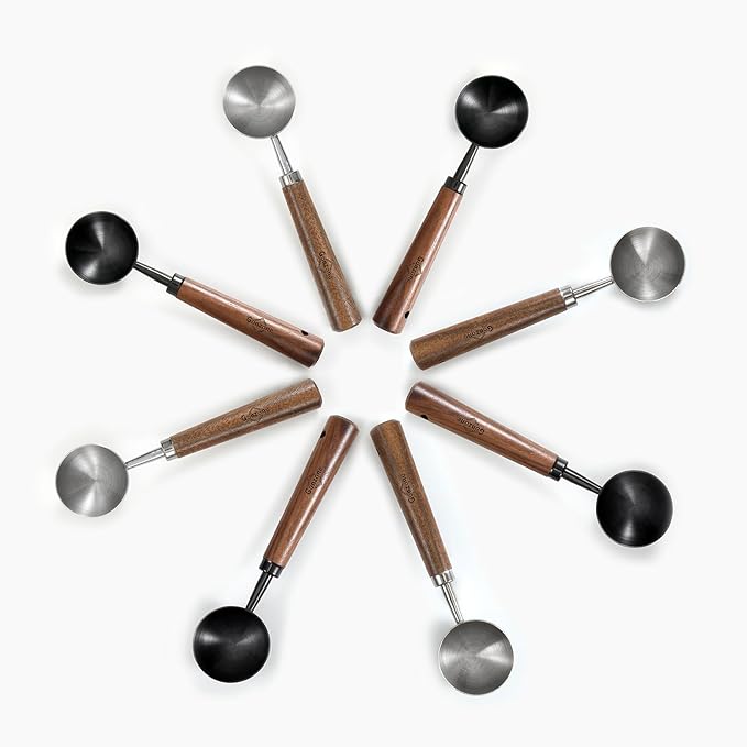 Vintage Coffee Measuring Spoon - 304 Stainless Steel, Coffee Scoop,10g Capacity, Walnut Handle - Perfect for Coffee, Tea, and More (Silver)