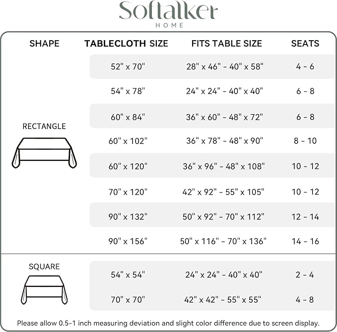 Softalker Rectangle Tablecloth, Waterproof & Stain Resistant Table Cloths Wrinkle Free Fabric Washable 210GSM Polyester Table Cover for Spring/Party/Outdoor - 70 x 120 inch,Ivory