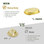 Oval Aluminum Foil Pans with Snap-On Lids (5 Pack) | 2X Thicker Heavy Duty Reusable Container 25oz for Take-Out (Gold)