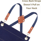 AFUN Chef Aprons for Women Men with Large Pockets, Cotton Canvas Cross Back Water Repellent Work Apron, Size M to XXL (Darkblue)