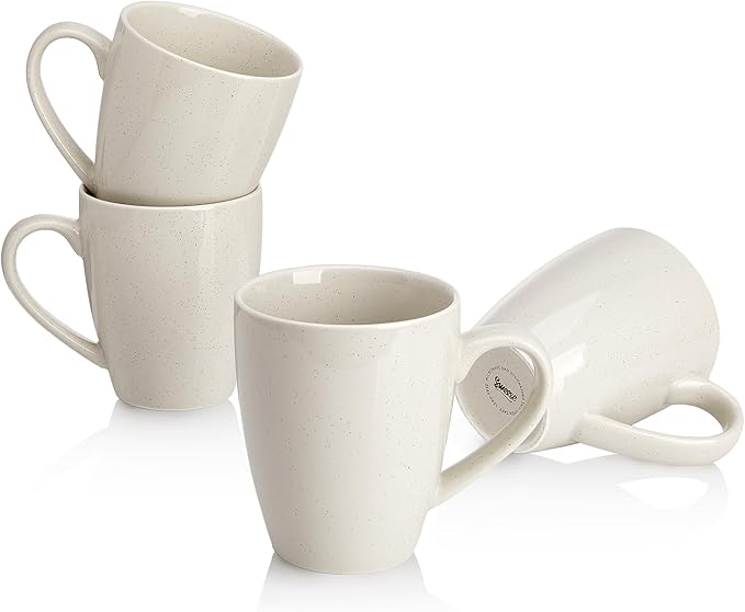 Sweese Porcelain Coffee Mugs - 16 Ounce (Top to the Rim) for Coffee, Tea, Cocoa, Set of 4, Dove Grey