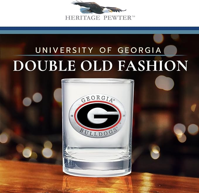Heritage Pewter Georgia Double Old Fashion | Double Rocks Glass 14 OZ for Liquor | Expertly Crafted Pewter Glass
