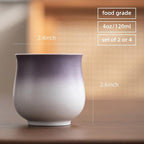 4-Oz Ceramic Espresso Cups Set - Multi-Color, Handle-Free Design for Home & Cafe | Dishwasher-Safe Stoneware Cups (Gradient Purple, 4)