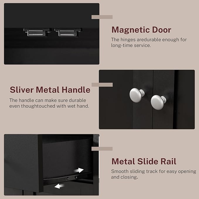 72” Kitchen Pantry Cabinet, with 6 Hanging Shelves & 1 Large Drawer, Adjustable Shelf, for Dinging Room, Living Room, Black