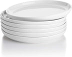Sweese 7.4 Inch Porcelain Dessert Plates, Set of 6 - Stackable, Microwave Oven Safe - White