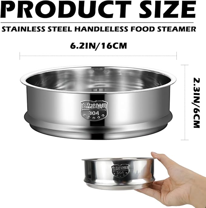 Stainless Steel 6.3" Round Steamer Rack food Steamer Basket Insert for Rice Cooker Warmer Kitchen Pot (16cm)