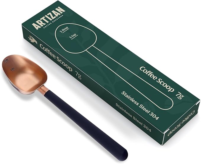 Artizan Coffee 1 Tbsp Coffee Measuring Scoop, Stainless Steel Copper Scoop for Ground Coffee, Beans, Tea & More - 7g, 17 cm Long Handle