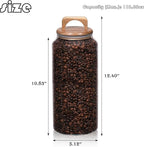 WHJY 1/2 Gallon Glass Jars with Wood Lids Flour Sugar Storage Containers for Kitchen Pantry Large Airtight Clear Canister for Coffee Bean Snacks Dried Goods
