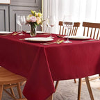 maxmill Jacquard Table Cloth Waving Pattern Water Proof Wrinkle Free Heavy Weight Soft Tablecloth Decorative Fabric Table Cover for Outdoor and Indoor Use Rectangular 60 x 104 Inch Red