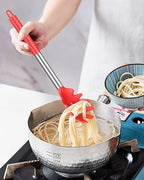 Pack of 2 Silicone Pasta Fork, Kitchen Heat Resistant Noodle Spoon Server, BPA Free Spaghetti Strainer, Best Cooking Tools (BLACK-RED)