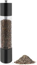 LHS Pepper Grinder Pepper Mill Salt Grinder Refillable- Large Capacity 12 Inch- Peppercorn Grinder Stainless Steel with Adjustable Ceramic Rotor (12", Black)
