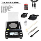 Digital Milligram Scale Accurate 0.001g/50g,Precision mg Scale for Jewelry,Powder,Gold,Gem,Reloading Scale,Micro Gram Scale with 6 Units,Tare,Cal Weight,Pocket Scale with USB&Battery Powered