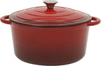 Gibson Home Addlestone 7 Qt Enameled Cast Iron Dutch Oven Pot with Lid – Round, Oven Safe to 500°F, Ideal for Bread Baking & Stews - Gradient Red