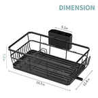 Dish Drying Rack for Kitchen Counter, Large Dish Racks with Drainboard, Kitchen Sink Dish Strainer Rack, Countertop Dish Drainer Rack with Cup & Utensil Holders, Dish Dryer Rack Large Size Black