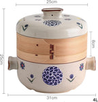 Japanese Casserole Pot with Handles for Cooking, Ceramic Casserole Clay Pot Steam Stew Pot with Steamer Basket,B,1.5L