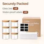 ComSaf 0.5 Qt Glass Food Storage Jars Set of 6, Clear Glass Storage Containers with Lids, Pantry Organization Jar, Spice, Blooming Tea, Coffee, Cookie and Sugar Container, Small jar Set for Kitchen