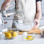 Glass Mixing Bowls with Lids Set, 8 Pieces Glass Salad Bowl Set with Lids(0.6QT,1.1QT,2.2QT,4QT) High Brosilicate Microwave Bowls for Kitchen Baking, Great Gift