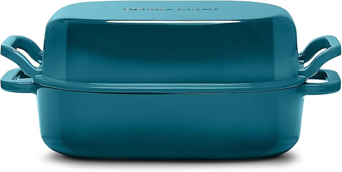 Signature Enameled Cast Iron Sourdough Bread Oven | Non-Stick with Tight Fitting Lid for Perfect Baking and Bread Making | 6QT Rectangle Oven With Lid [Ocean Blue]