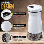 The Original Salt and Pepper Shakers set - White- Spice Dispenser with Adjustable Pour Holes - Stainless Steel & Glass - Set of 2 Bottles