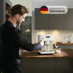 Miele CM 6360 MilkPerfection Automatic Coffee Machine - OneTouch for Two, AromaticSystem, 8 individual profiles, DoubleShot, WiFi-compatible, LED lighting, in Lotus White CleanSteel Metallic