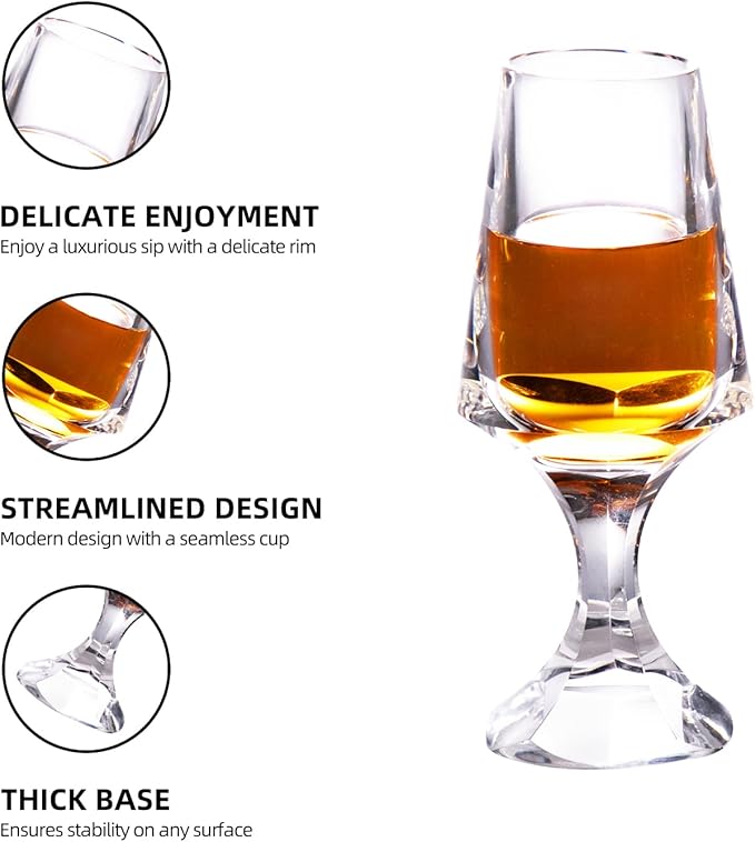 KAMMAK Crystal Snifter Glasses Set of 2 - Premium Handmade Stemmed Whiskey Glass for Brandy-2.37 Oz, Cognac & Bourbon, Elegant Etched Detailing, Luxury Barware for Tasting & Gifting