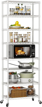 8 Tier Adjustable Storage Shelves Heavy Duty Metal Shelf Wire Shelving Unit Organizer Rack for Home Kitchen Office Pantry Room Bathroom Shelving Organizers and Storage Laundry