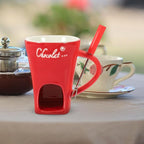 Garneck 2 Sets Chocolate Fondue Mugs Ceramic Multifunction Pot Chocolate Mug Porcelain Melt Chocolate Fondue Crucible Mini Fondue Pot for Cheese Caramel Butter