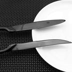 Dark Color Flatware Set 18/10 Stainless Steel Mirror Polished Black Cutlery Set - Silverware Utensil Set of Steak Knife Dinner Fork Knife Spoon Salad Fork Dessert Spoon,6 Piece Service for 1