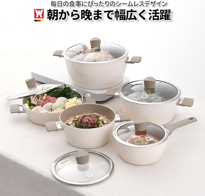 Aluminum Saucepan with Ceramic Coated Non-Stick Surface, 7-Layer Coating, Bakelite Handle and Lid Knob, Tempered Glass Lid, All Cooktops Compatible, 2.34 Liters / 2.47 Quarts