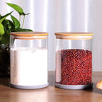 Set of 2 Large Glass Food Storage jar, 100 FL OZ (3000ml) Glass Flour Canister with Airtight Bamboo Lids for Kitchen Corner, BPA-Free Flour Container for Sugar, Ground Coffee, Rice and Dry Food