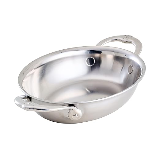 Hestan Provisions - Oval au Gratin Dish, Small Clad Stainless Steel, (6 x 8")
