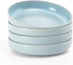 famiware Milkyway Pasta Bowls Set of 4, 8.5" Large Salad Bowls, Double Reactive Glaze, Sturdy & Stackable, Ideal for Housewarming, Festivals, Light Blue