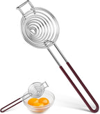Egg Separator,Stainless Steel Egg Yolk White Separation Tool Long Handle Egg White Separator Kitchen Utility Gadget Cooking Baking Tools-Brown