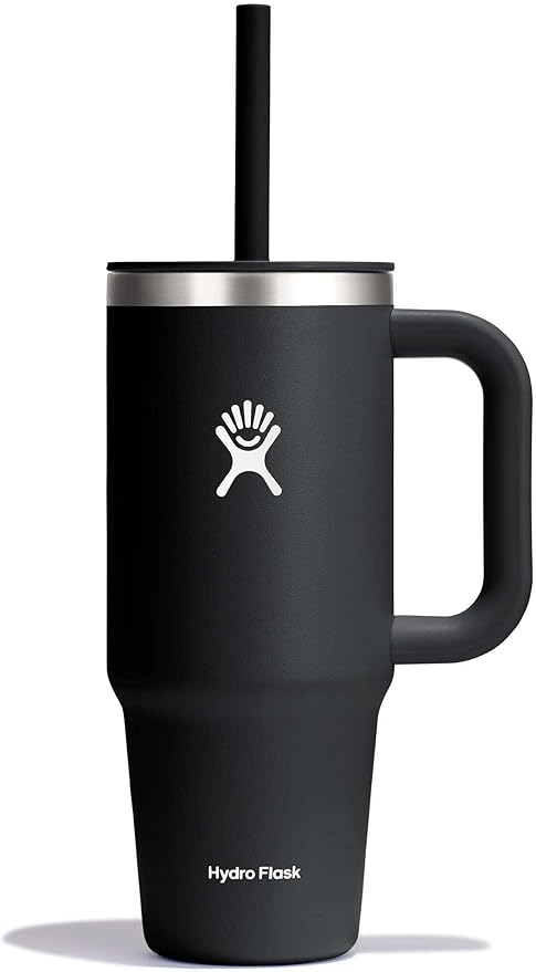 Hydro Flask 24 Oz Travel Tumbler with Handle, Lid and Straw - Insulated Stainless Steel in Black