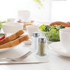 Salt and Pepper Shaker Glass Set, Retro Style Spice Shakers for Dining Room Table, Kitchen, Restaurant, Set of 2 (Hobnail)