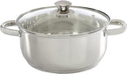 Ecolution Stainless Steel Stock Pot, Encapsulated Induction Ready Cooking Pot with Glass Lid, Oven Safe, Dishwasher Safe Soup Pot, 5-Quart