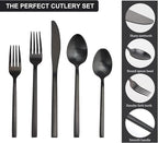 20 Piece Silverware Set for 4,Stainless Steel Flatware Set,Tableware Cutlery Set for Home and Restaurant Include Forks Knives Spoons,Mirror Finish,Dishwasher Safe (Black)
