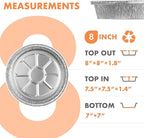 CURTA 8" Round Aluminum Foil Pans with Clear Lids | Heavy Duty | Great for Broiling, Baking, Storage, Roasting, Takeout, Air Fryer | 100 Pack