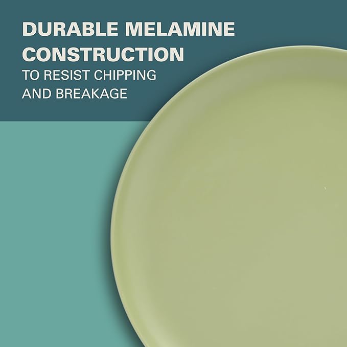 Gibson Home Fairhope 12 Piece Melamine Dinnerware Set - Matte Green