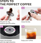 2 Pack Stianless Steel Reusable K Cup Coffee Pods Compatible for K eurig 1.0 & 2.0 Coffee Maker Refillable K-eurig Coffee Filter with A Stainless Steel Spoon