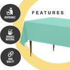 Exquisite 66% Thicker Premium Plastic Table Cloth Rectangle Table Cover 0.5 Mil 6 Pack Mint Table Cloth 54 Inch x 108 Inch Disposable Tablecloth Won't Tear Easily Like Cheap Thin Brands