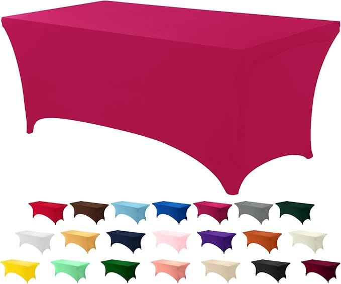 Utopia Kitchen 6FT Spandex Tablecloth [1 Pack, Fuchsia] 200 GSM Stretch, Fitted, Washable and Wrinkle Resistant Table Cloth Rectangle Cover for Trade Shows, Wedding, Parties [72Lx30Wx30H Inch]