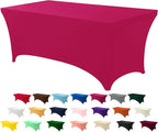 Utopia Kitchen 6FT Spandex Tablecloth [1 Pack, Fuchsia] 200 GSM Stretch, Fitted, Washable and Wrinkle Resistant Table Cloth Rectangle Cover for Trade Shows, Wedding, Parties [72Lx30Wx30H Inch]