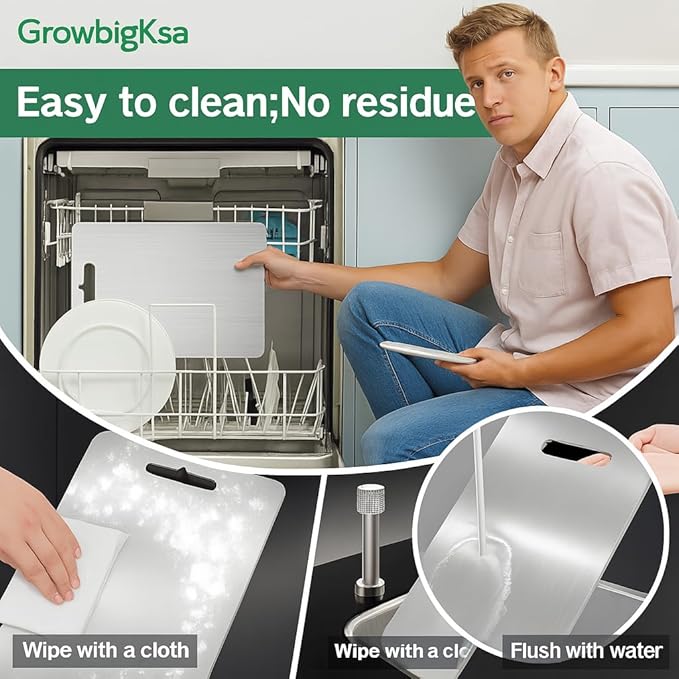 1Pack Cutting Board – 100% Pure Double-Sided Metal Chopping Board for Kitchen, Dishwasher Safe, Knife-Friendly Surface, (15.3"L × 11"W)